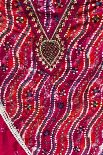 pink cotton hand embroidery dress material