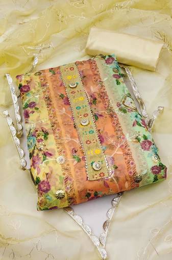 multicolor organza sequins dress material