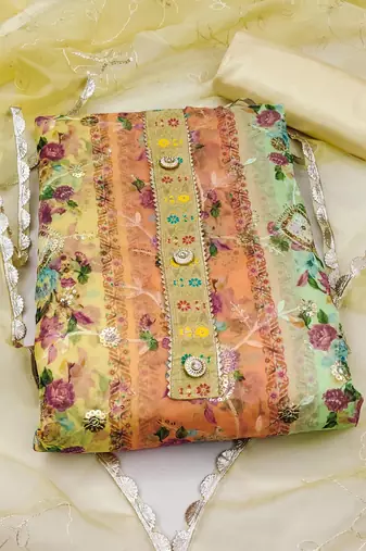 multicolor organza sequins dress material