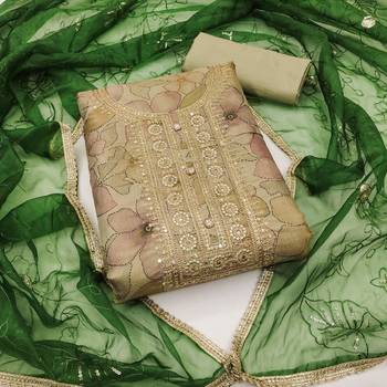 beige cotton hand embroidery dress material 1