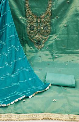 sea green viscose embroidered dress material 2