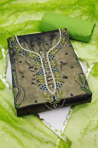 navy blue jacquard woven dress material