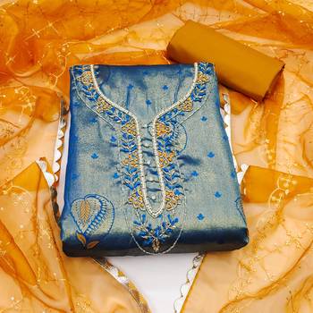 royal blue jacquard woven dress material 3