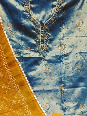 royal blue jacquard woven dress material 4