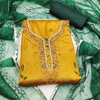yellow jacquard woven dress material 3