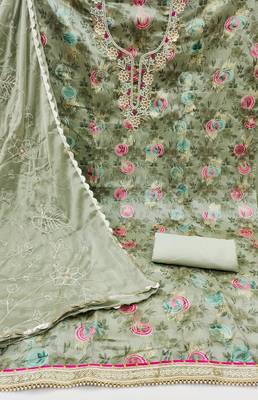 olive jacquard woven dress material 2