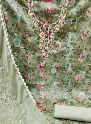 olive jacquard woven dress material 4