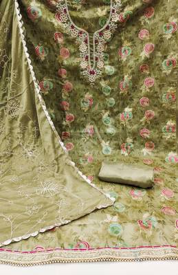 green jacquard woven dress material 2