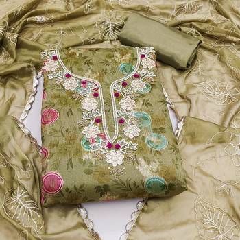 green jacquard woven dress material 3