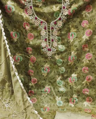 green jacquard woven dress material 4