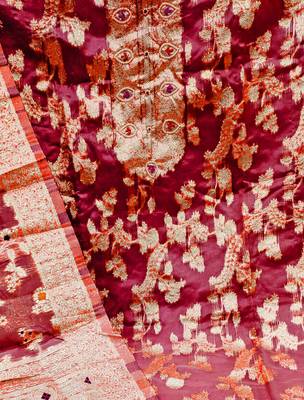 maroon organza hand embroidery dress material 4
