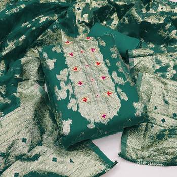 sea green organza hand embroidery dress material 1