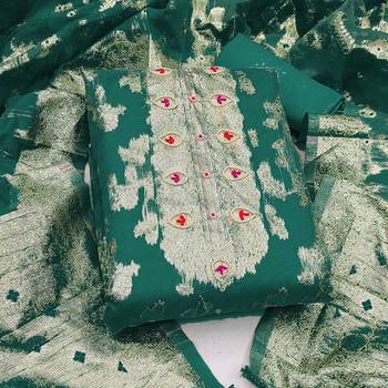sea green organza hand embroidery dress material 3