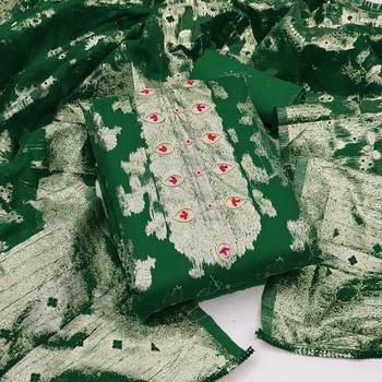 green organza hand embroidery dress material 1