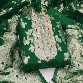 green organza hand embroidery dress material 3