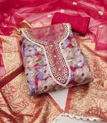 multicolor organza sequins dress material