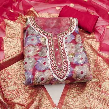multicolor organza sequins dress material 3