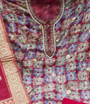 multicolor organza sequins dress material 4