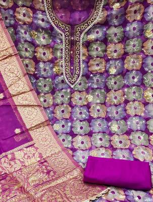multicolor organza sequins dress material 4