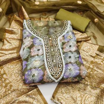 multicolor organza sequins dress material 3