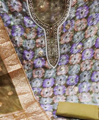 multicolor organza sequins dress material 4
