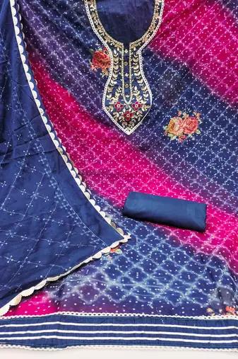 multicolor organza hand embroidery dress material
