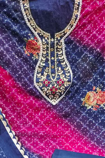 multicolor organza hand embroidery dress material
