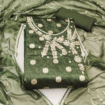 green shimmer woven dress material 3