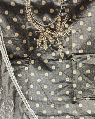 grey shimmer woven dress material 4