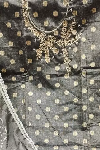 grey shimmer woven dress material