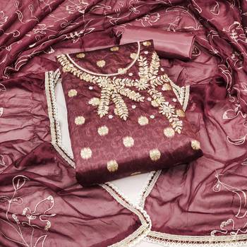 maroon shimmer woven dress material 1