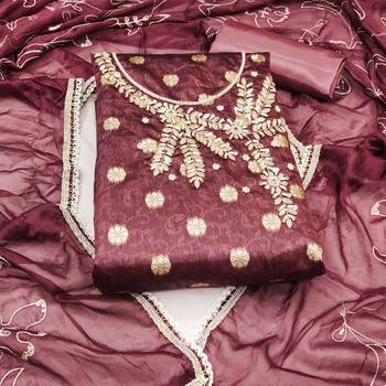 maroon shimmer woven dress material 3