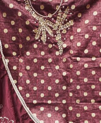 maroon shimmer woven dress material 4
