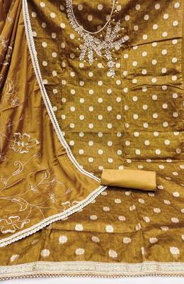 mustard shimmer woven dress material 2