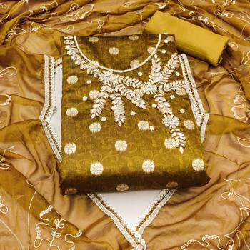 mustard shimmer woven dress material 3