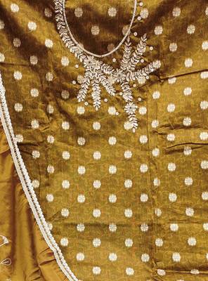 mustard shimmer woven dress material 4