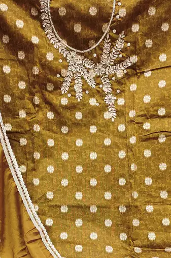 mustard shimmer woven dress material