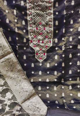black shimmer hand embroidery dress material 4