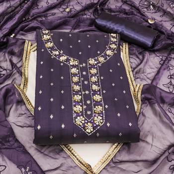 blue jacquard hand embroidery dress material 3