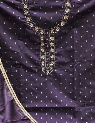 blue jacquard hand embroidery dress material 4