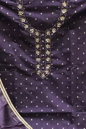 blue jacquard hand embroidery dress material