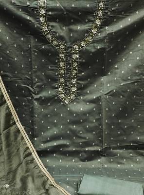green jacquard hand embroidery dress material 4