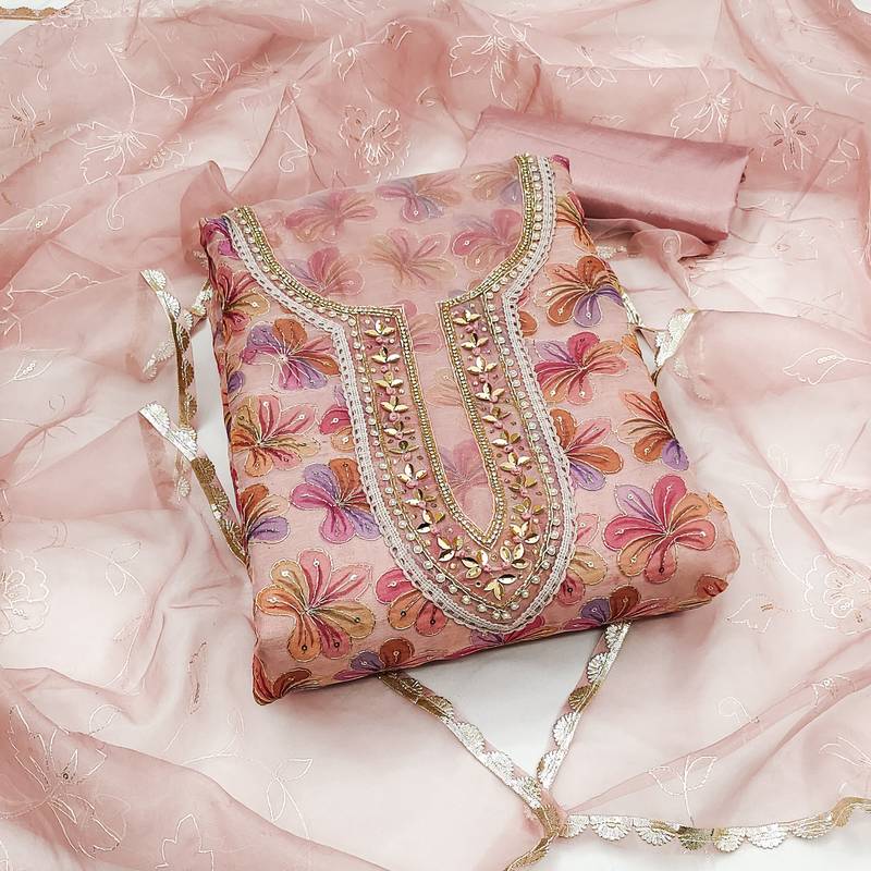 multicolor organza sequins dress material