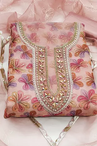 multicolor organza sequins dress material