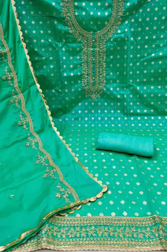 sea green cotton woven dress material