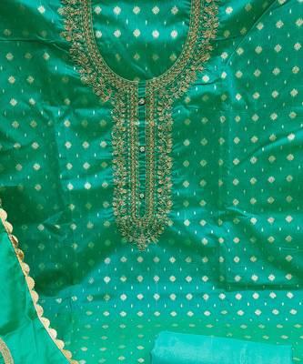 sea green cotton woven dress material 4