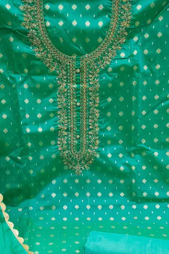 sea green cotton woven dress material