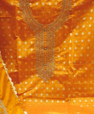 yellow cotton woven dress material 4