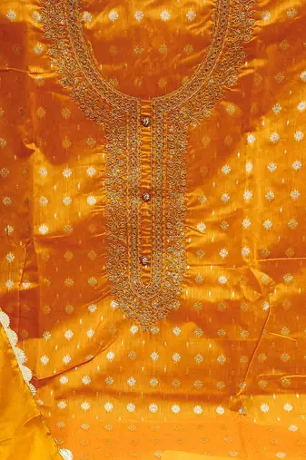 yellow cotton woven dress material