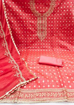 peach cotton woven dress material 2